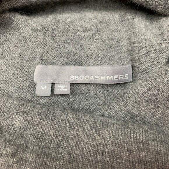 360 Cashmere Women's Sweater Medium Gray Black White 100% Cashmere Cowl Neck - Picture 7 of 11